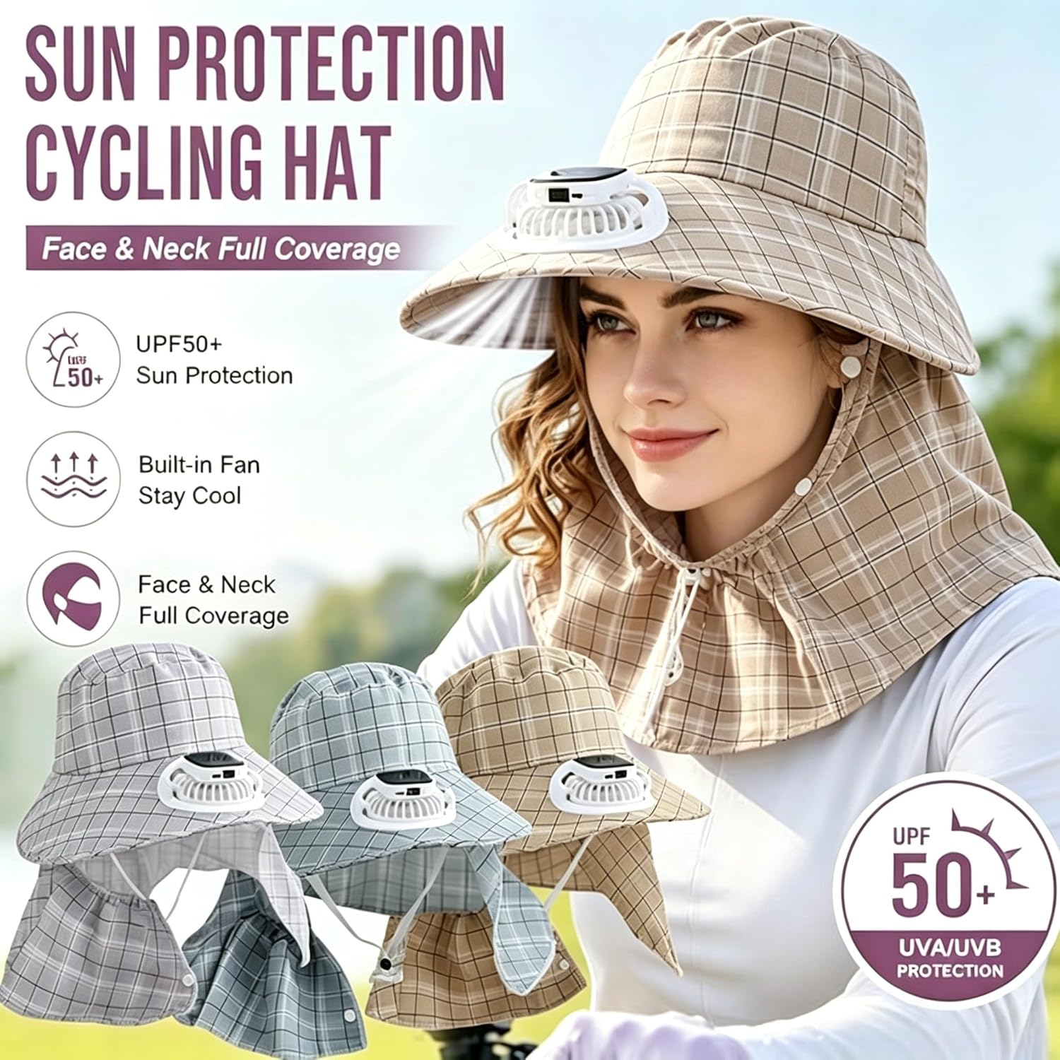 1PC Solar Power Neck Guard Fan - Fishing Hat ulasan dan harga