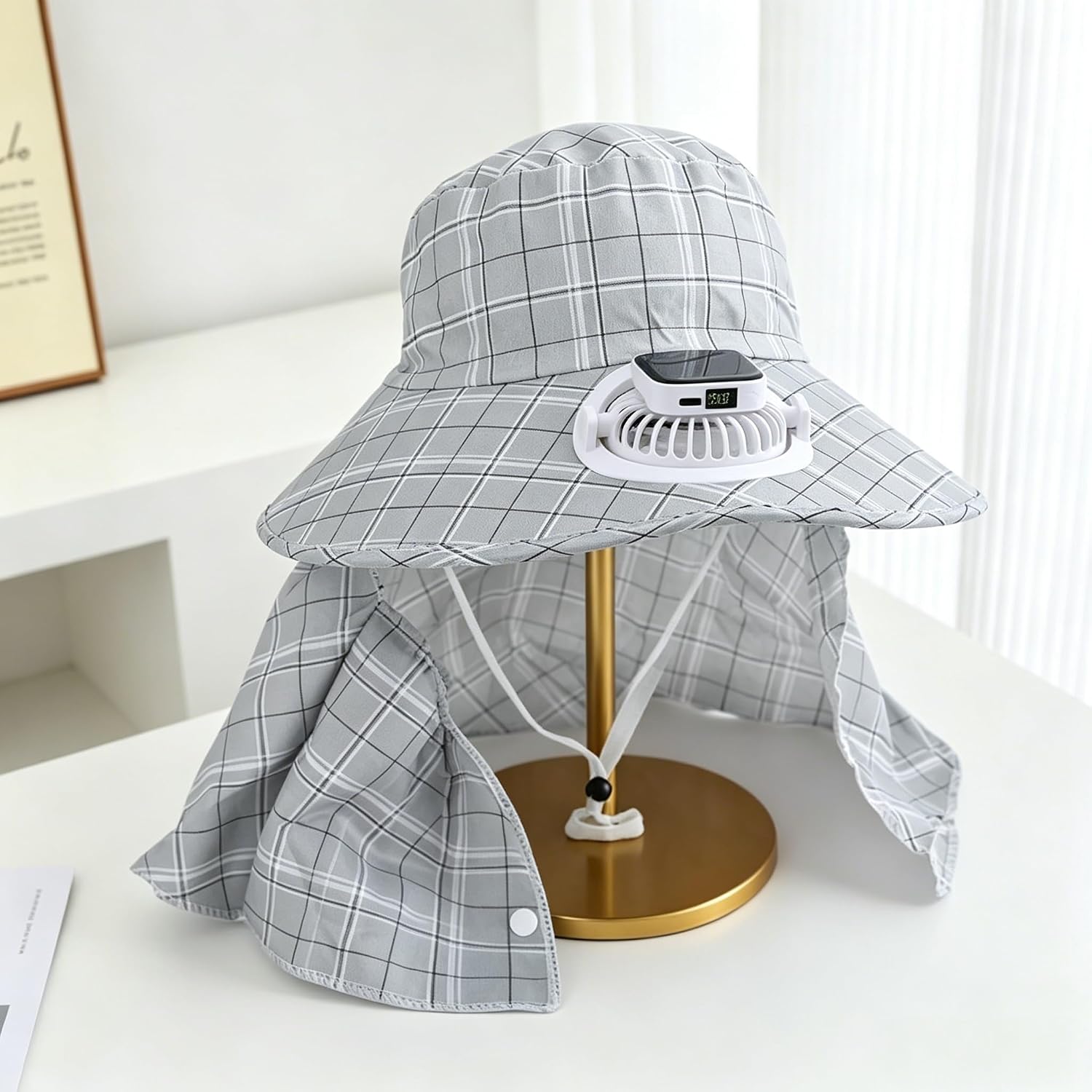 1PC Solar Power Neck Guard Fan - Fishing Hat ulasan dan harga